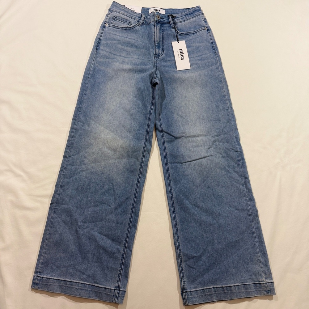 Mica Naomi Wide Leg Jeans Womens 29 Space Blue High Rise Denim New